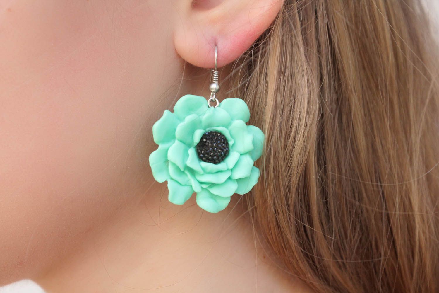 Handmade Ohrringe aus Polymerton Blume foto 1