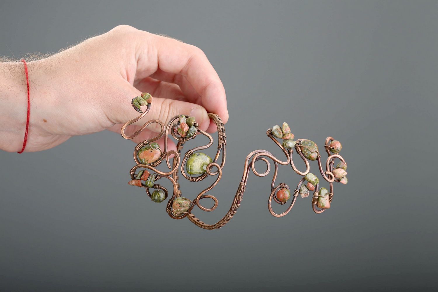 Copper bracelet with unakite Gaia photo 6