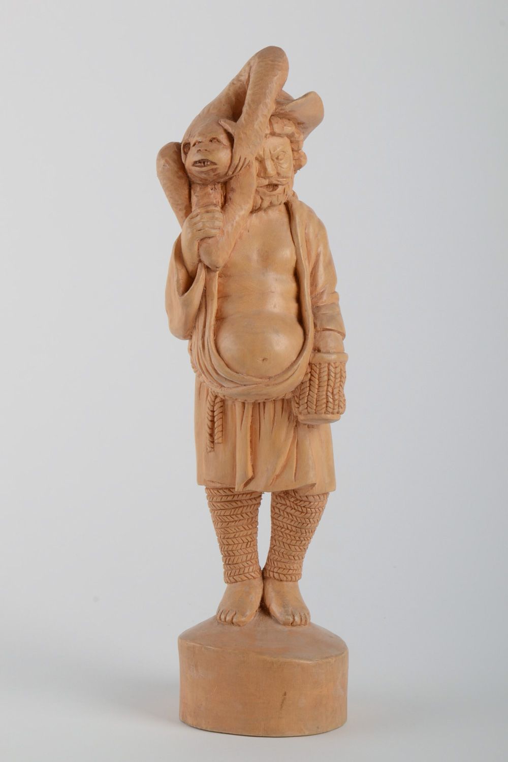 Statuette décorative en bois sculpté faite main originale Homme avec singe photo 2