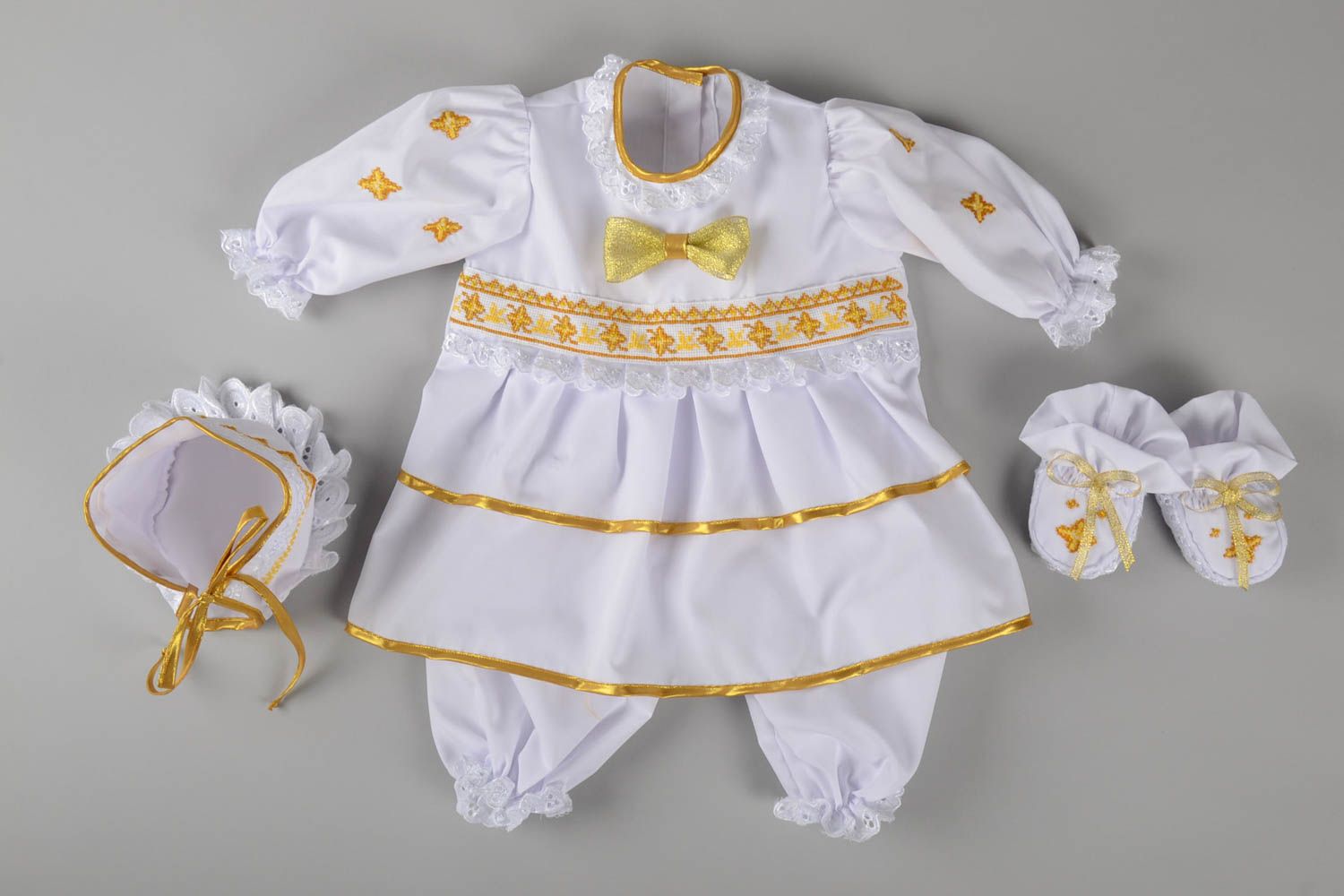 Lovely present handmade christening accessories designer set of clothes photo 1