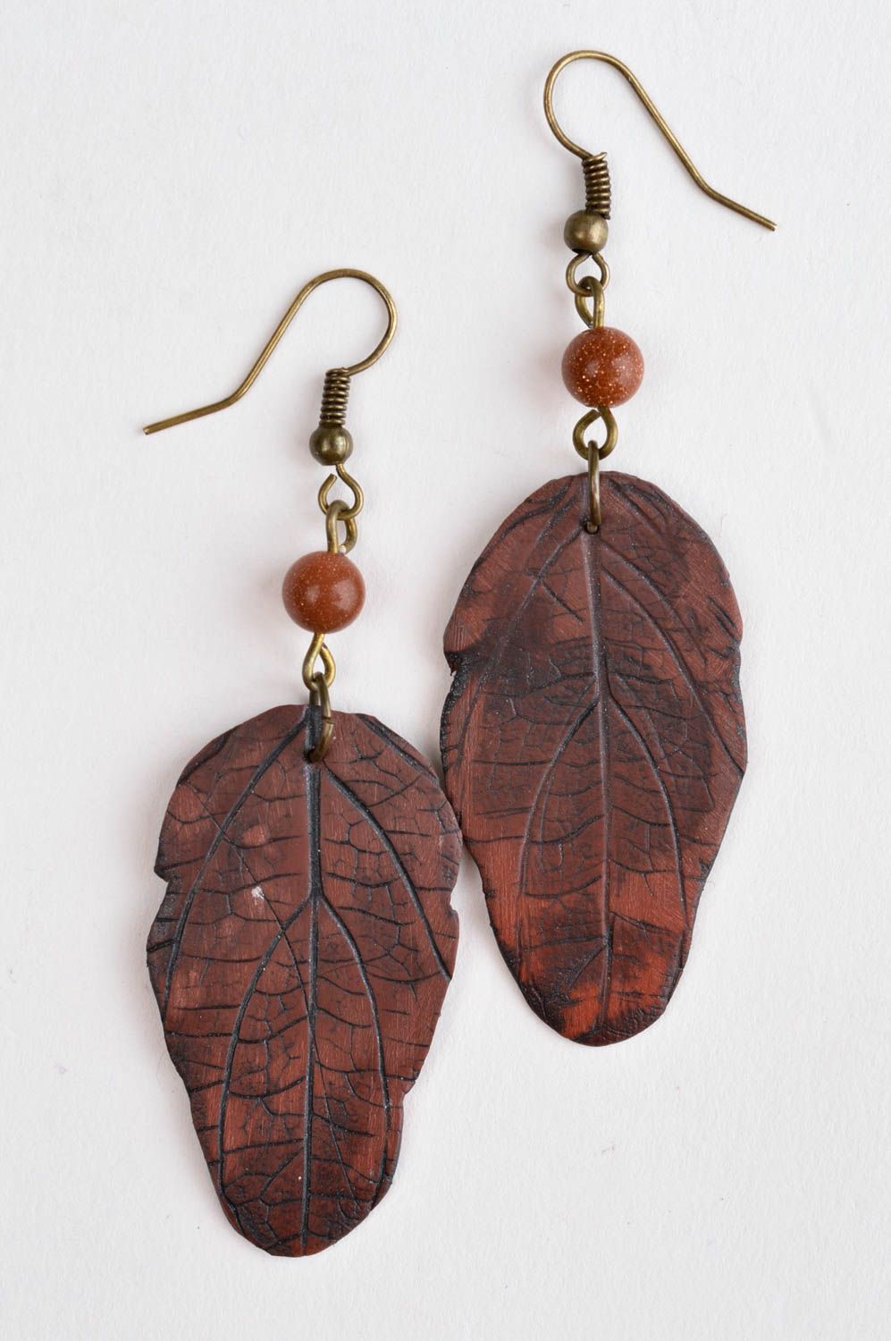 Pendientes originales de color marrón bisutería artesanal regalo para mujer foto 2