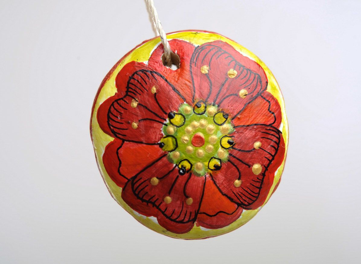 Керамический кулон Красный цветок фото 1