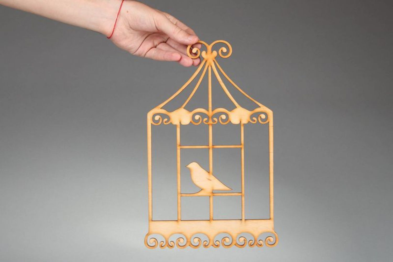 Chipboard Large cage with birds photo 3