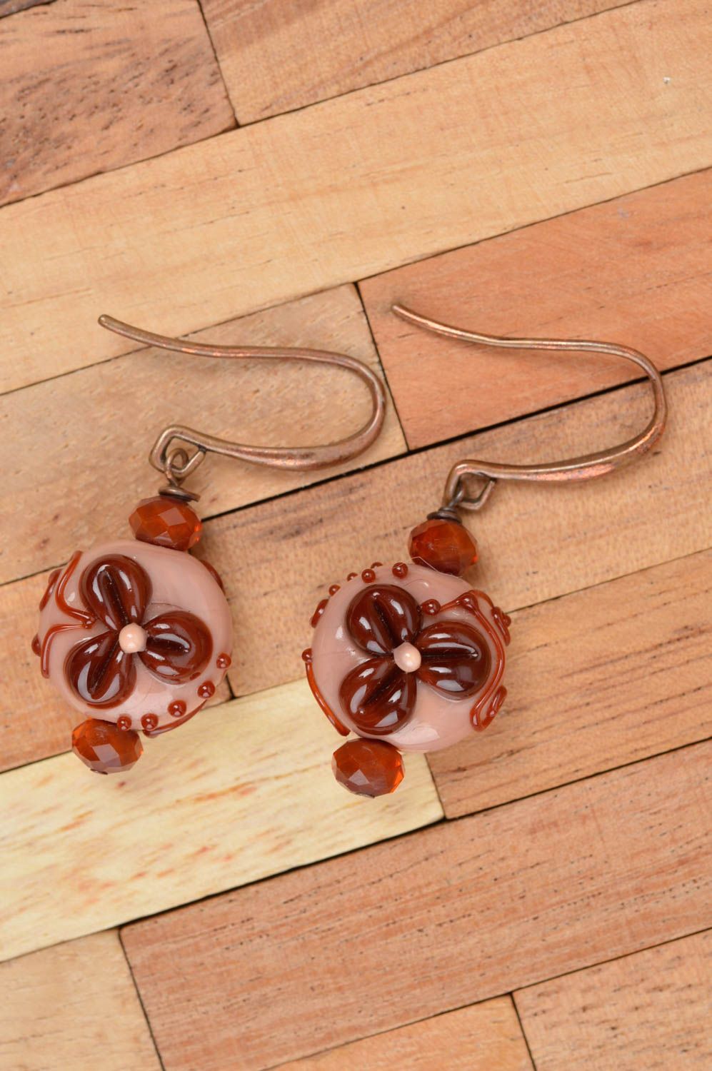 Glass earrings handmade jewelry glass earrings with charms women accessory photo 3