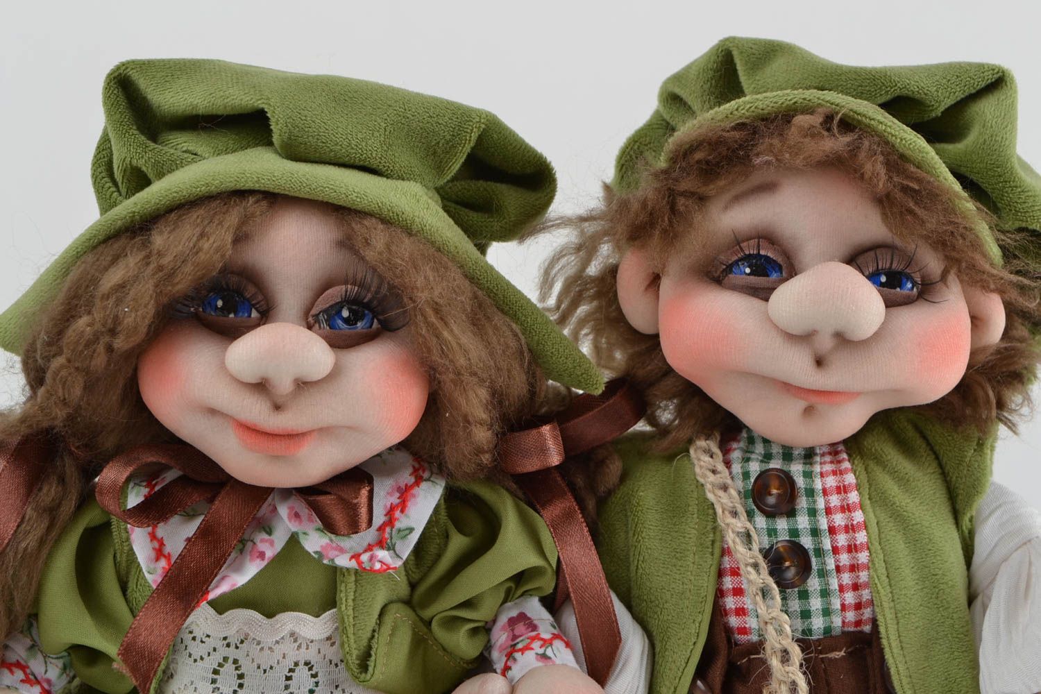 Игрушки кукла из капрона набор 2 шт мальчик и девочка небольшие ручная работа фото 4