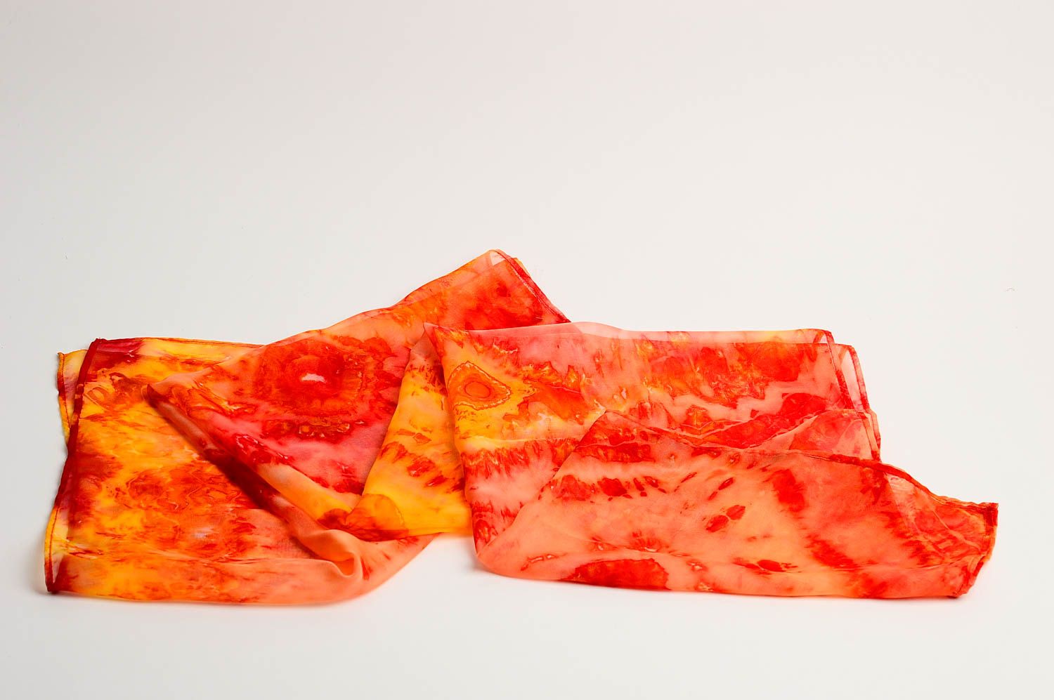 Шарф ручной работы женский шарф огненно красный шифоновый шарф крсивый фото 3