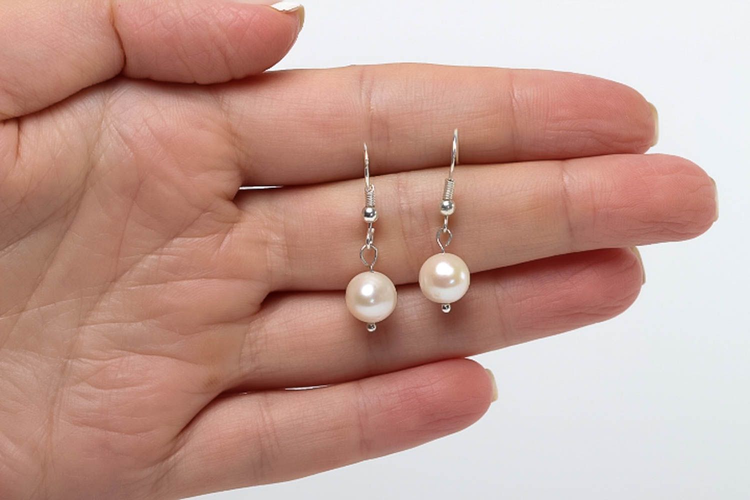 Handmade earrings with pearls earrings with charms designer accessories photo 5