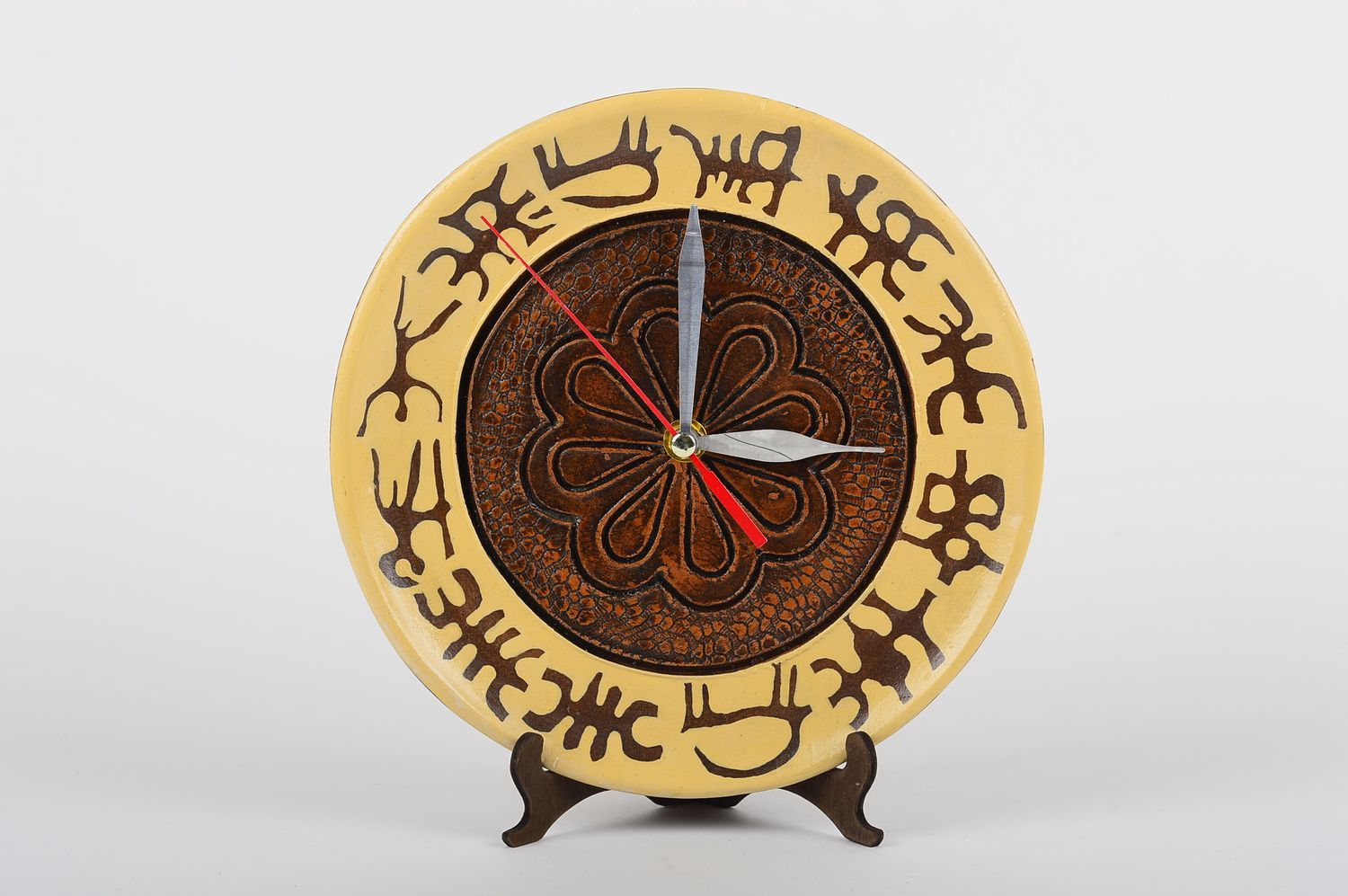 Unusual handmade wall clock interior decorating pottery works ceramic clock photo 1