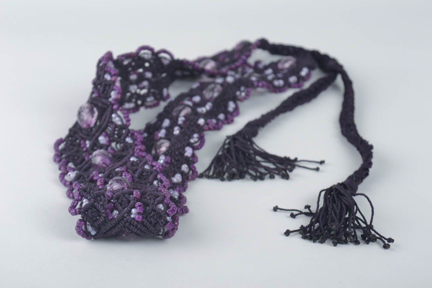 Unusual handmade woven belt textile belt designer accessories for girls photo 3