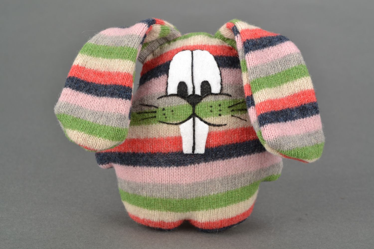 Designer striped wool toy Hare photo 3