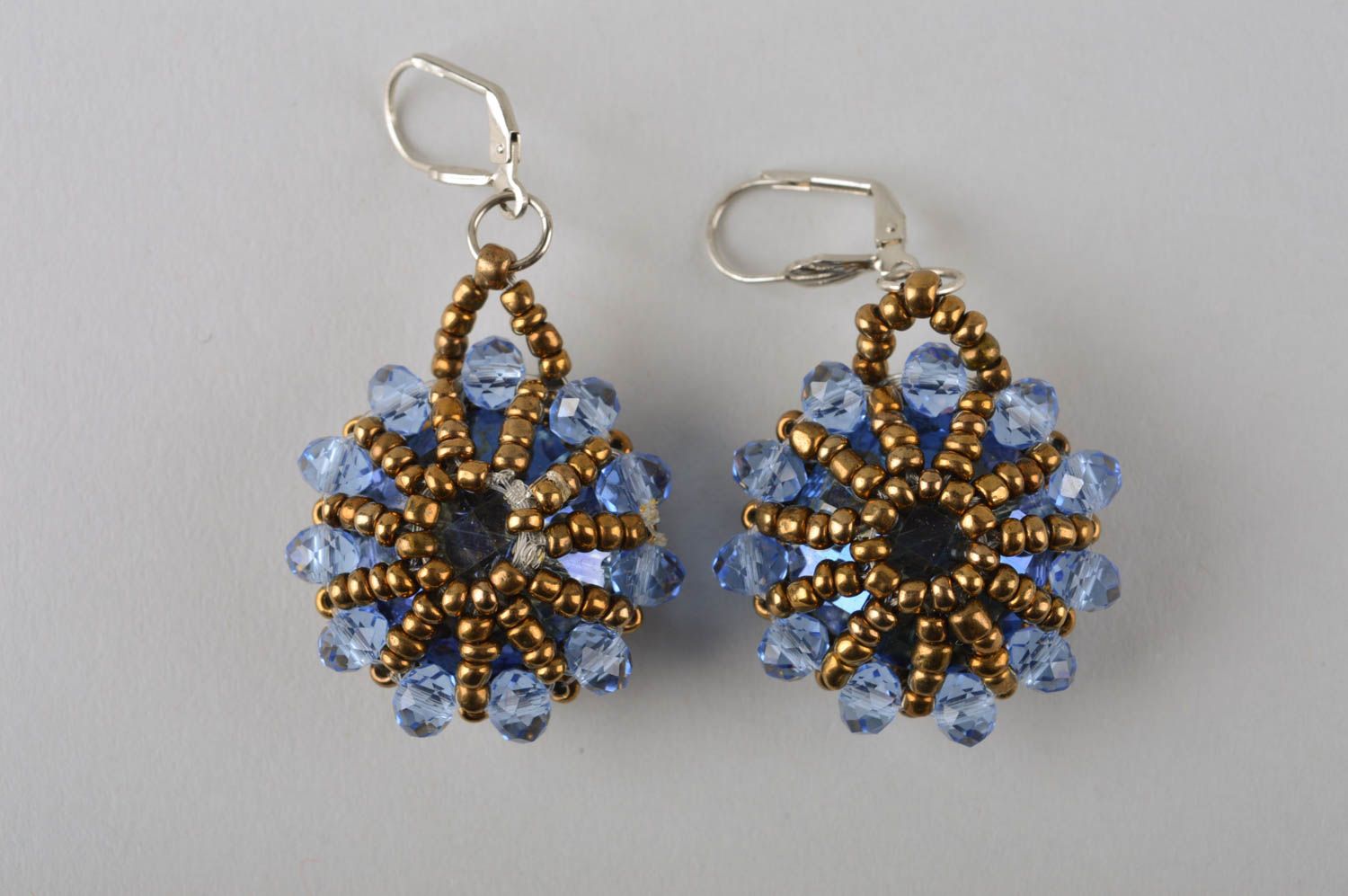 Handmade evening earrings seed beads earrings fashion jewelry stylish accessory photo 4
