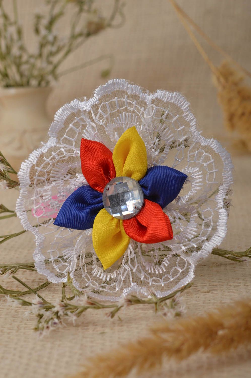 Beautiful handmade hair clip flower barrette kanzashi flowers gifts for her photo 1