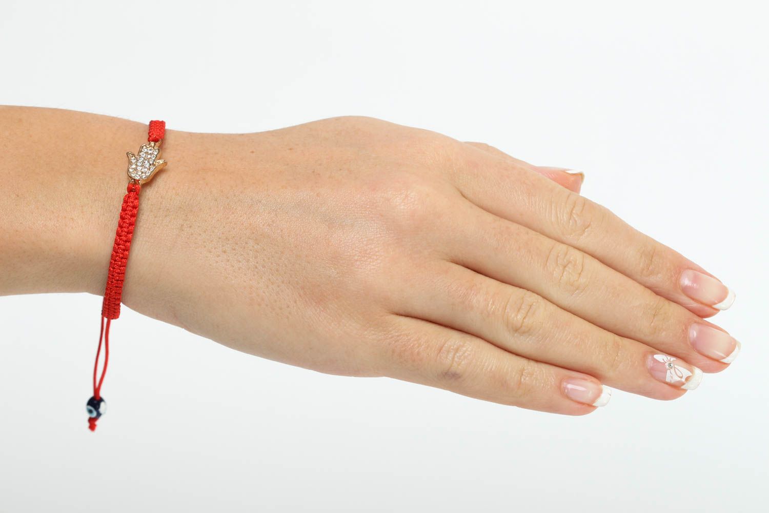 Модный браслет с хамсой ручной работы браслет из ниток плетеный браслет красный фото 5