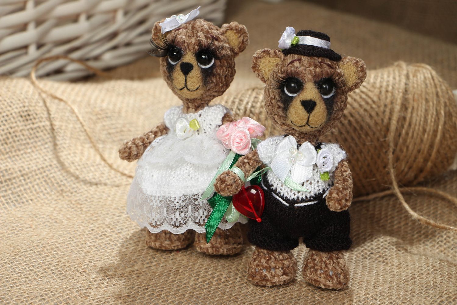 Soft crochet wedding toy bears photo 5