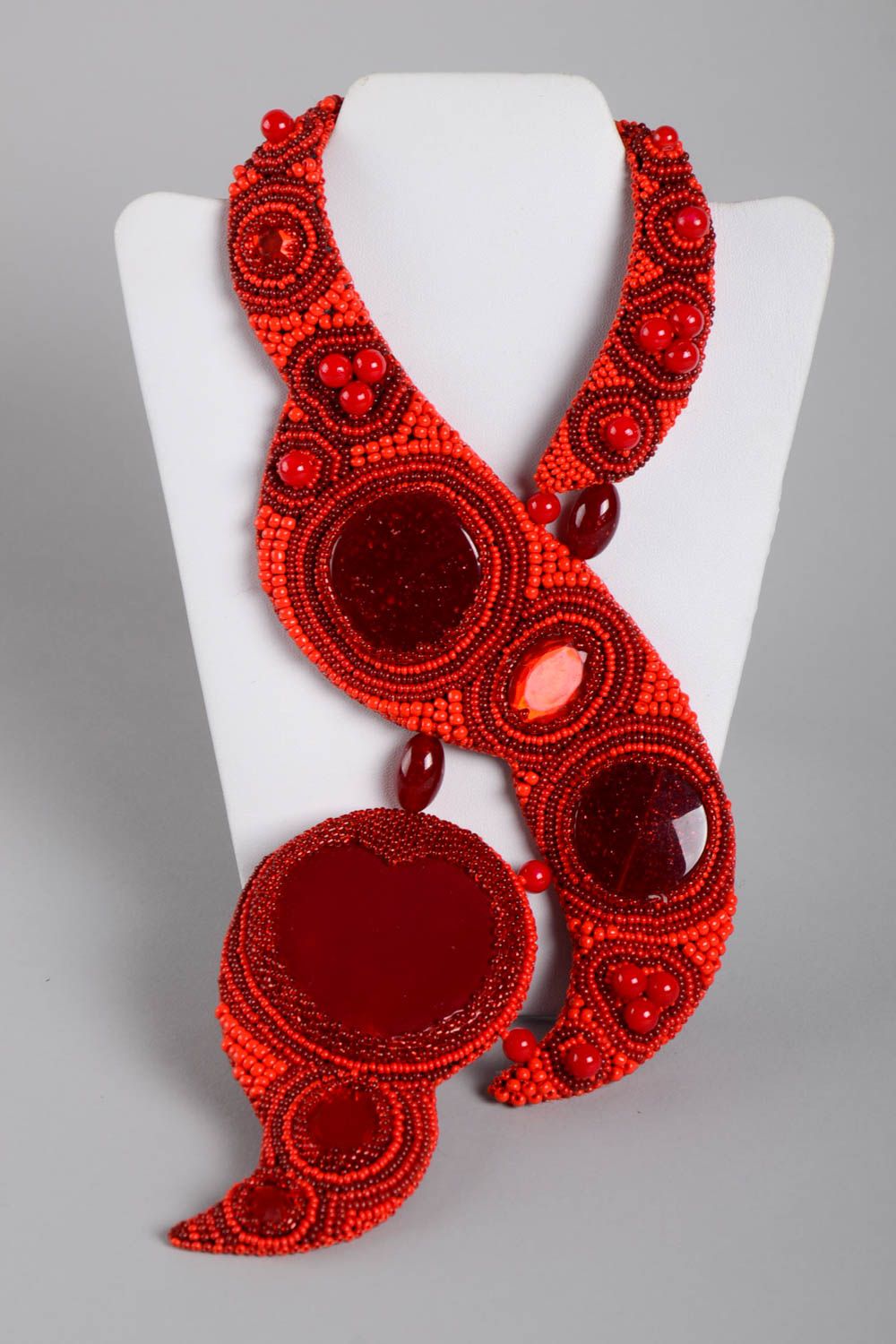 Rote stilvolle Damen Halskette Halsschmuck für Damen handmade Schmuck Collier foto 2