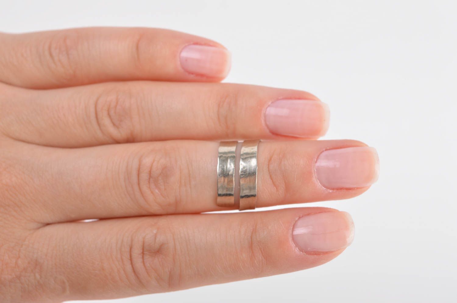 Стильное кольцо хэнд мэйд украшение из мельхиора женское кольцо на фаланги фото 5