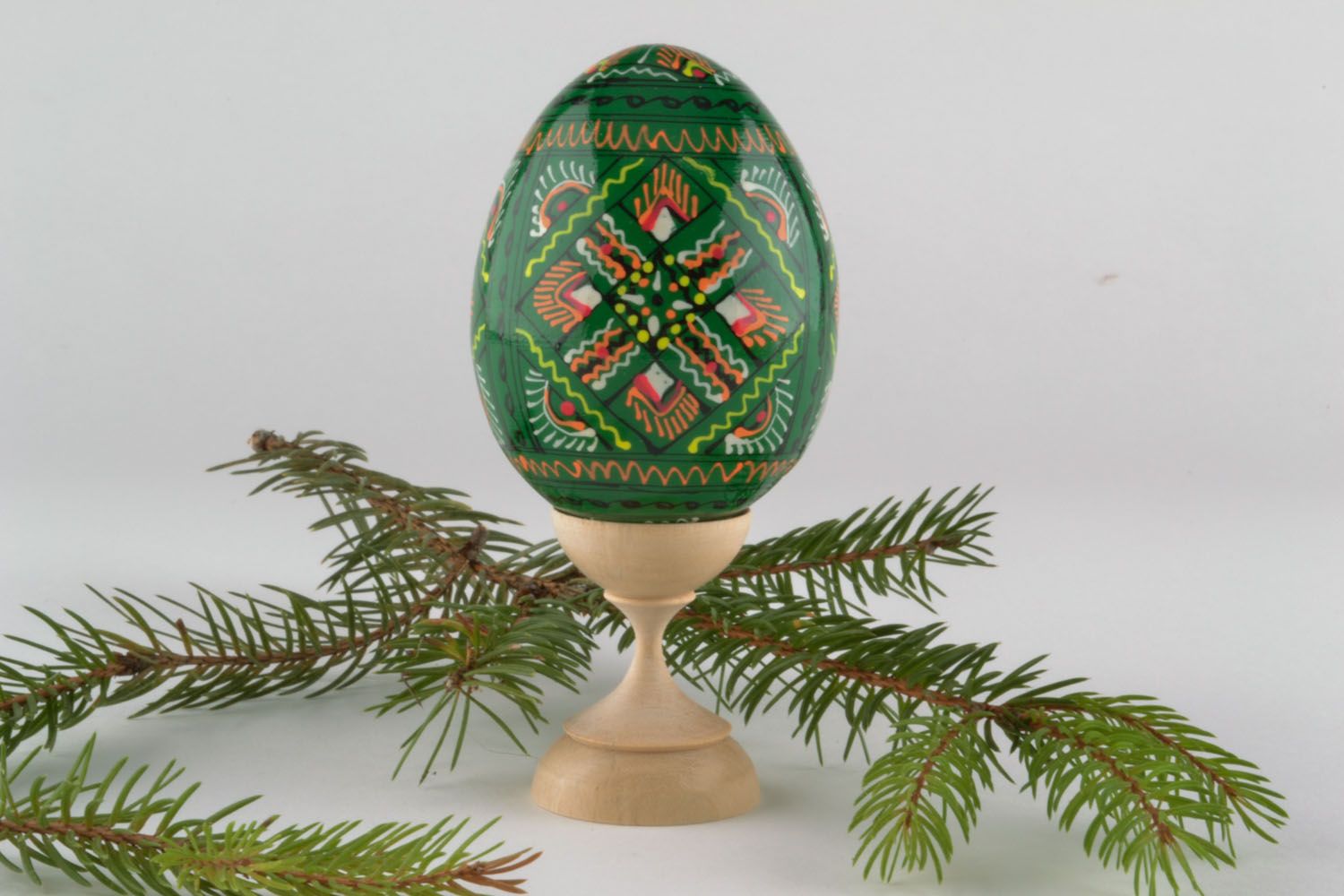 Handmade wooden painted egg photo 1