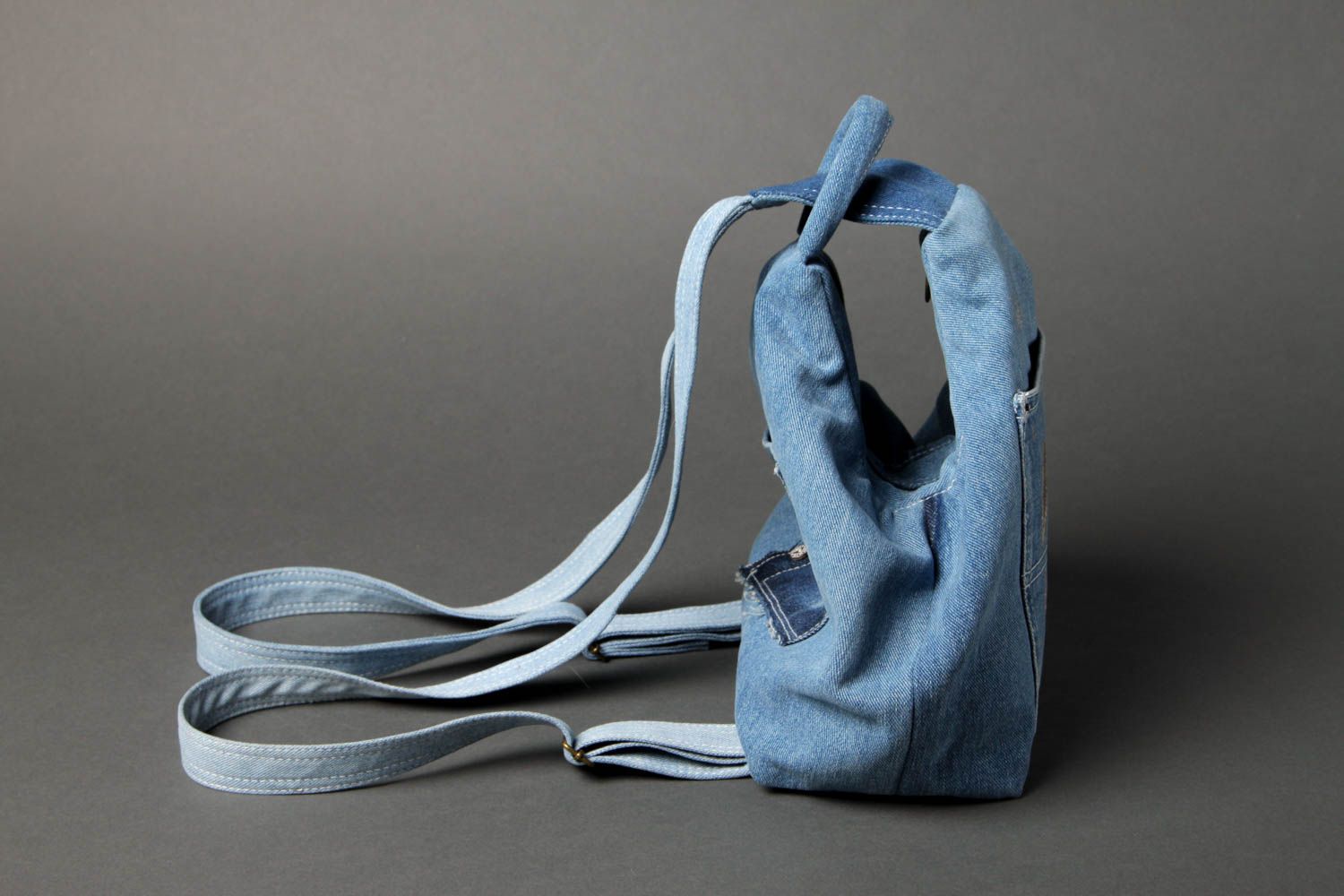 Stadtrucksack Damen handgefertigt Rucksack für Damen Frauen Geschenk in Blau foto 4