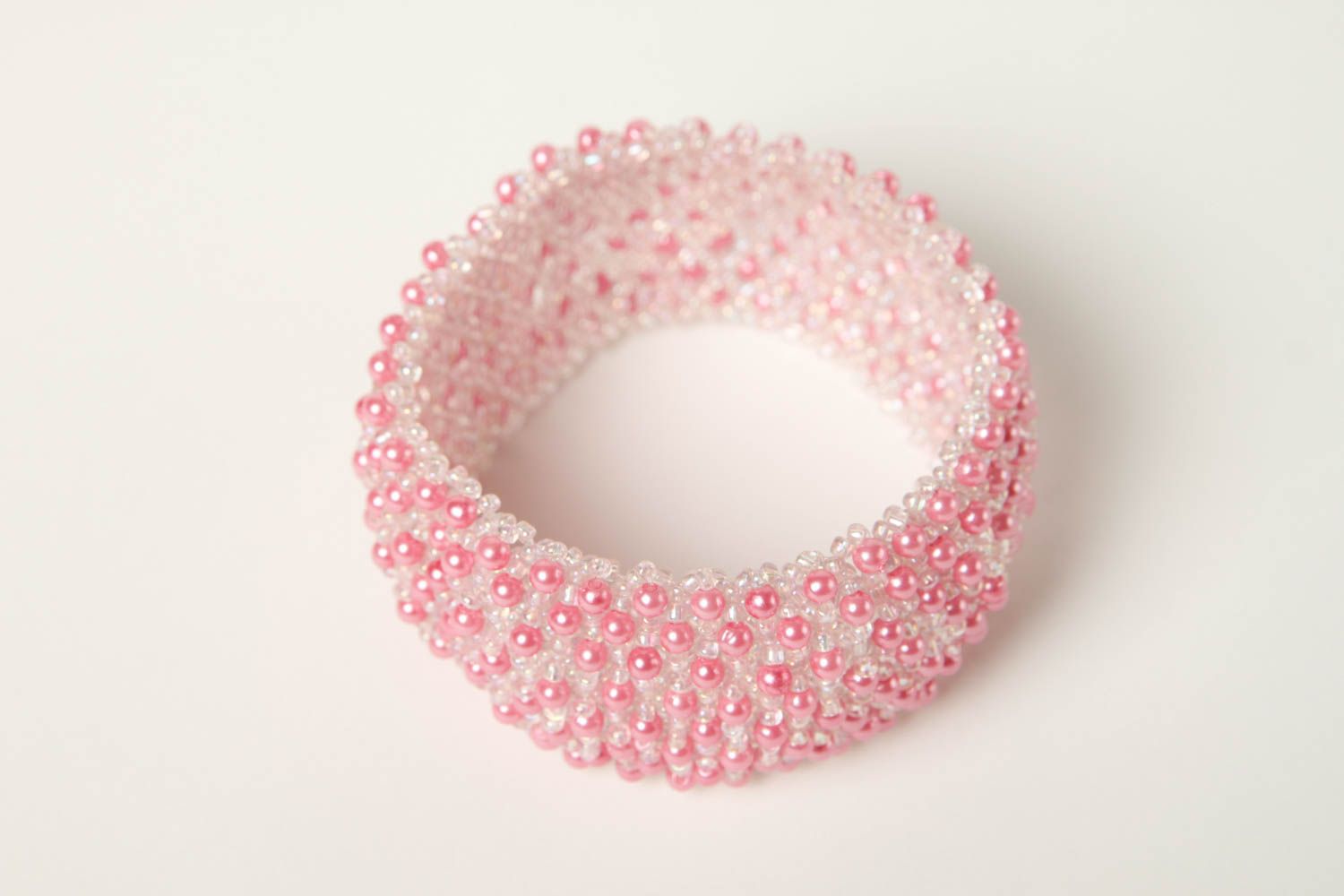 Розовый браслет из бисера хенд мейд модный браслет необычный модная бижутерия фото 4