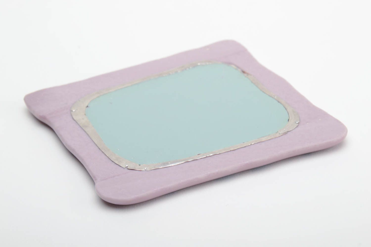 Kleiner quadratischer handmade Taschenspiegel für Frauen in Fusing Technik foto 3
