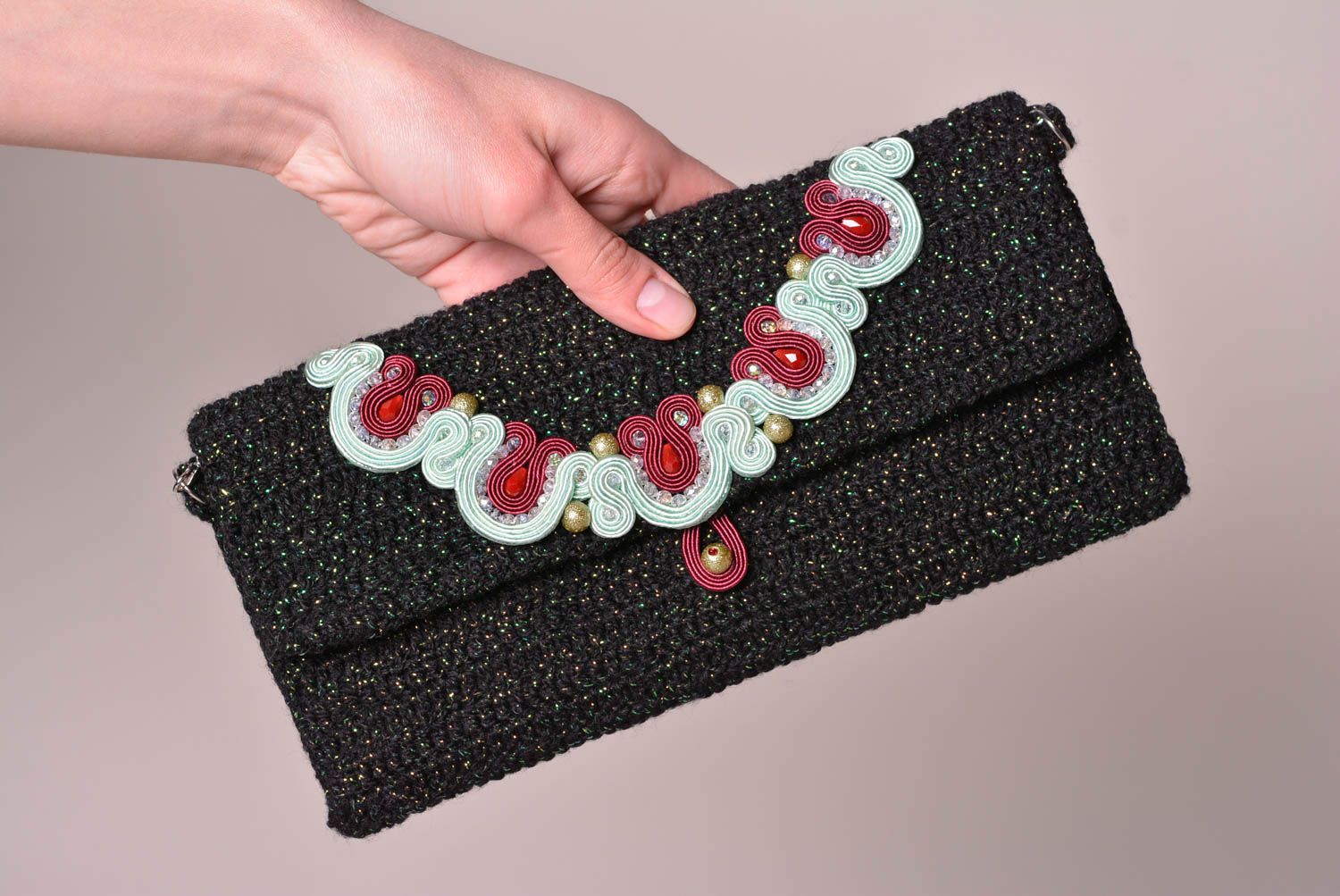 Handmade Tasche Clutch gestrickt Accessoire für Frauen Geschenke für Frau schön foto 2
