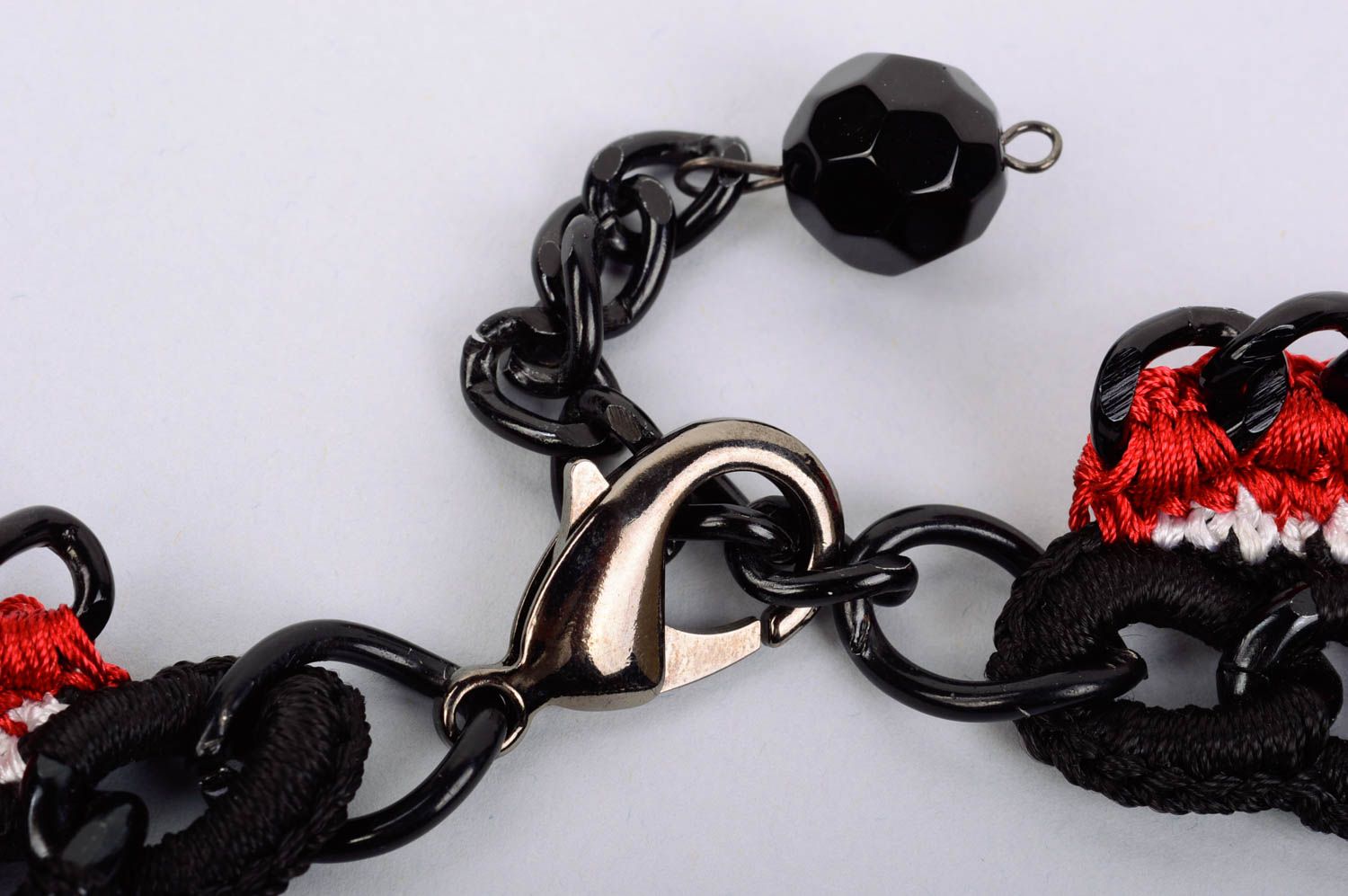 Handmade Damen Collier Modeschmuck Halskette Geschenk für Frauen schwarz rot foto 5