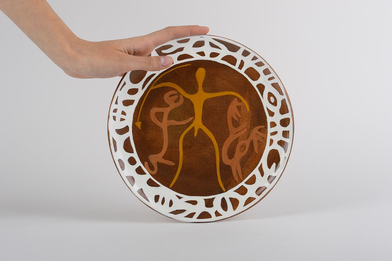 Керамическая тарелка хэнд мейд декоративная тарелка с узором керамическая посуда фото 2