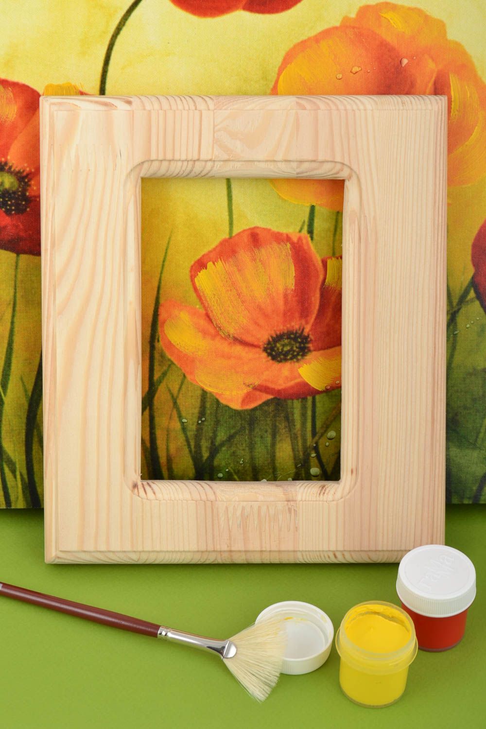 Cadre photo en bois brut clair à décorer et peindre fait main rectangulaire photo 1