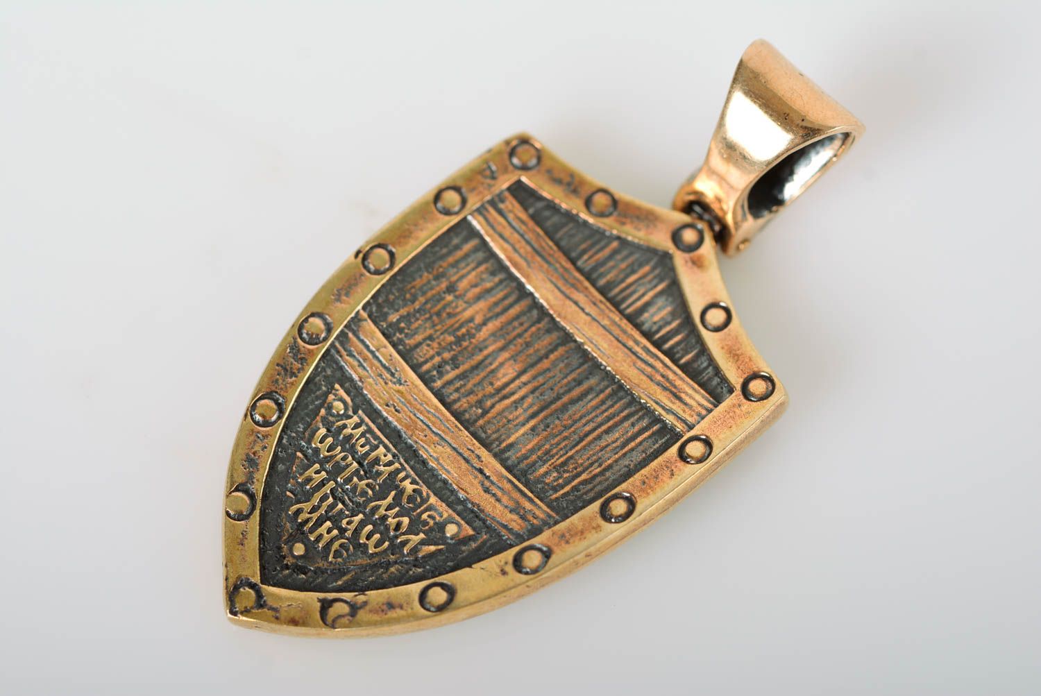 Украшение ручной работы кулон на шею мужской украшение из бронзы Святой Георгий фото 5