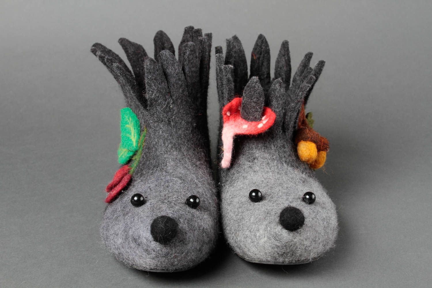 Handmade felted hedgehog slippers home woolen slippers warm stylish present photo 3
