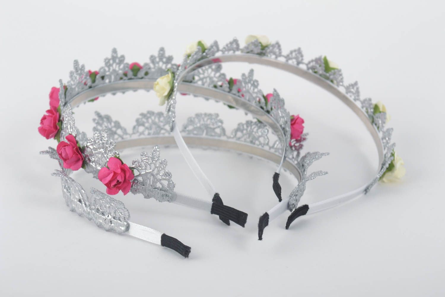 Beautiful handmade diadem flower headband hair band 3 pieces cool jewelry photo 4
