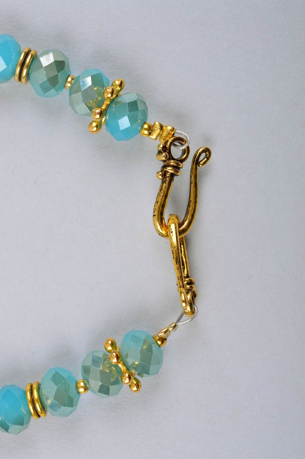 Crystal beads charm bracelet in light blue color for teen girls photo 5