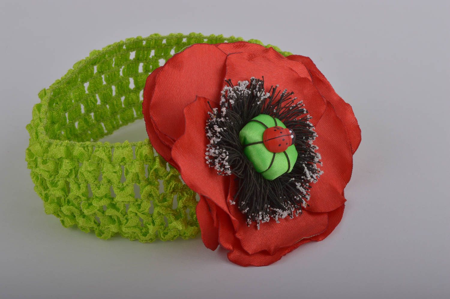 Handmade designer headband unusual headband with flower stylish accessory photo 1