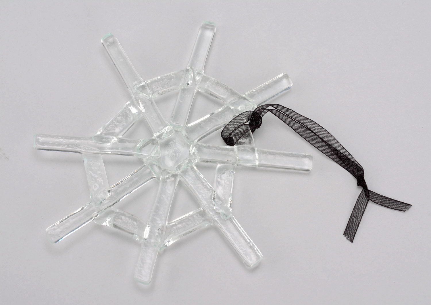 Una decoraciòn de Navidad Copo de Nieve, en la tècnica de fusing de cristal foto 5