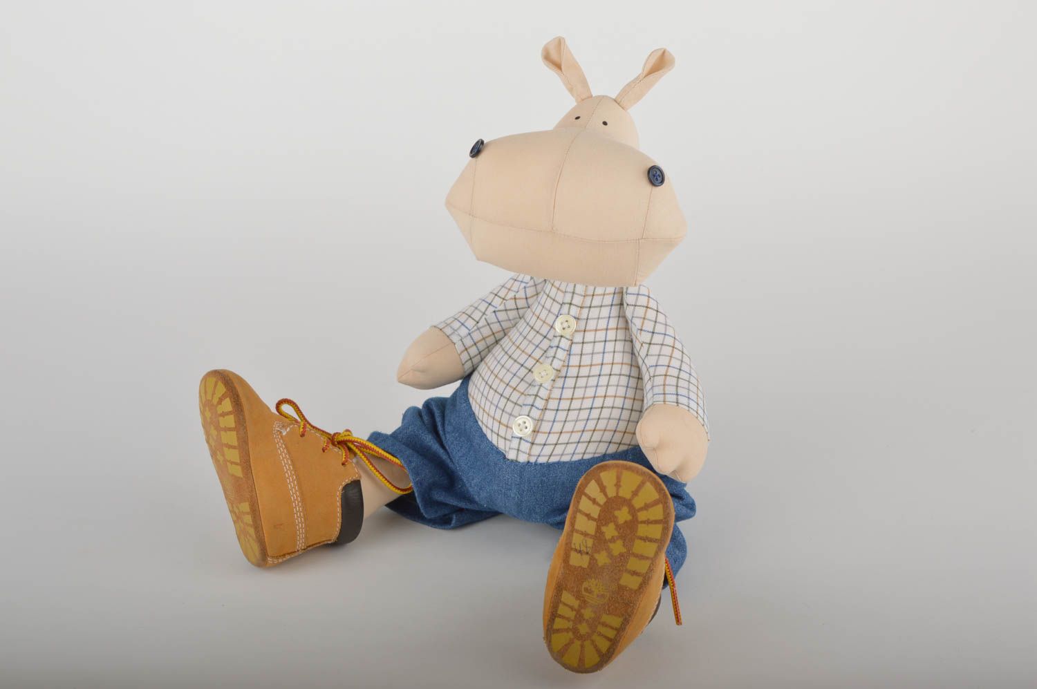 Hipopótamo de peluche hecho a mano juguete de tela regalo original para niño foto 3