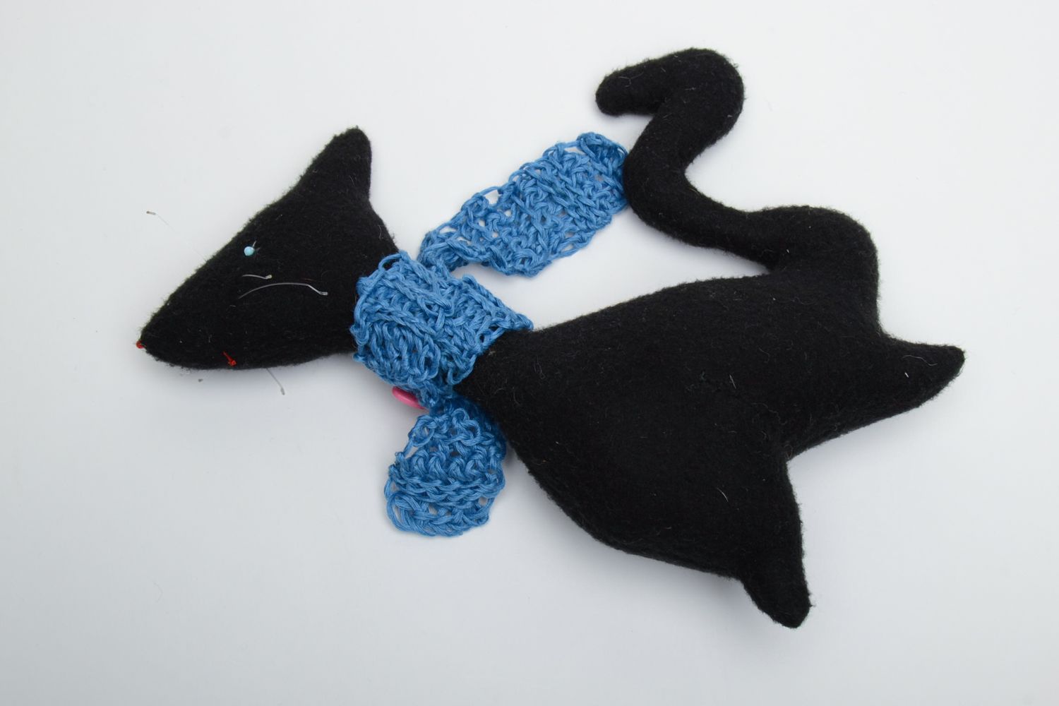 Игрушка кот черный из флиса  фото 3