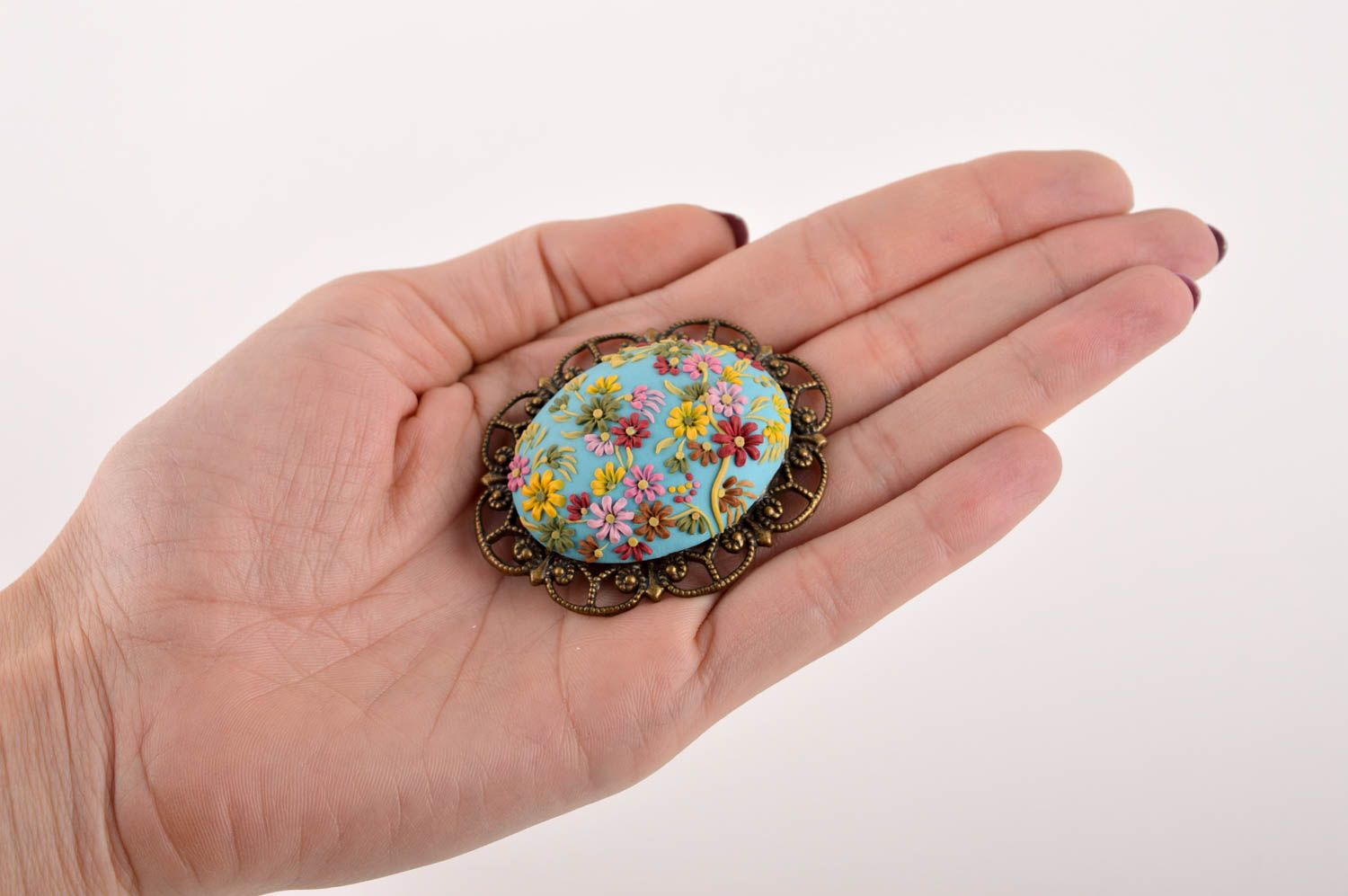 Handmade designer cute brooch unusual plastic brooch feminine accessory photo 5