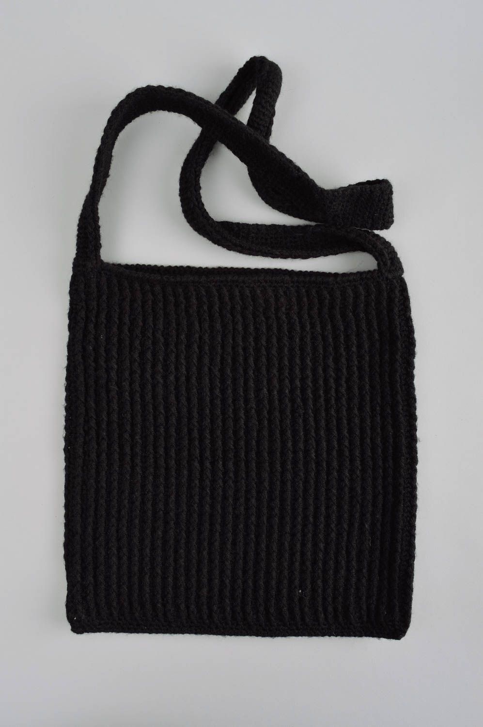 Handgemachte Tasche aus Wolle schwarze Tasche für Frauen Mode Accessoire schön foto 3