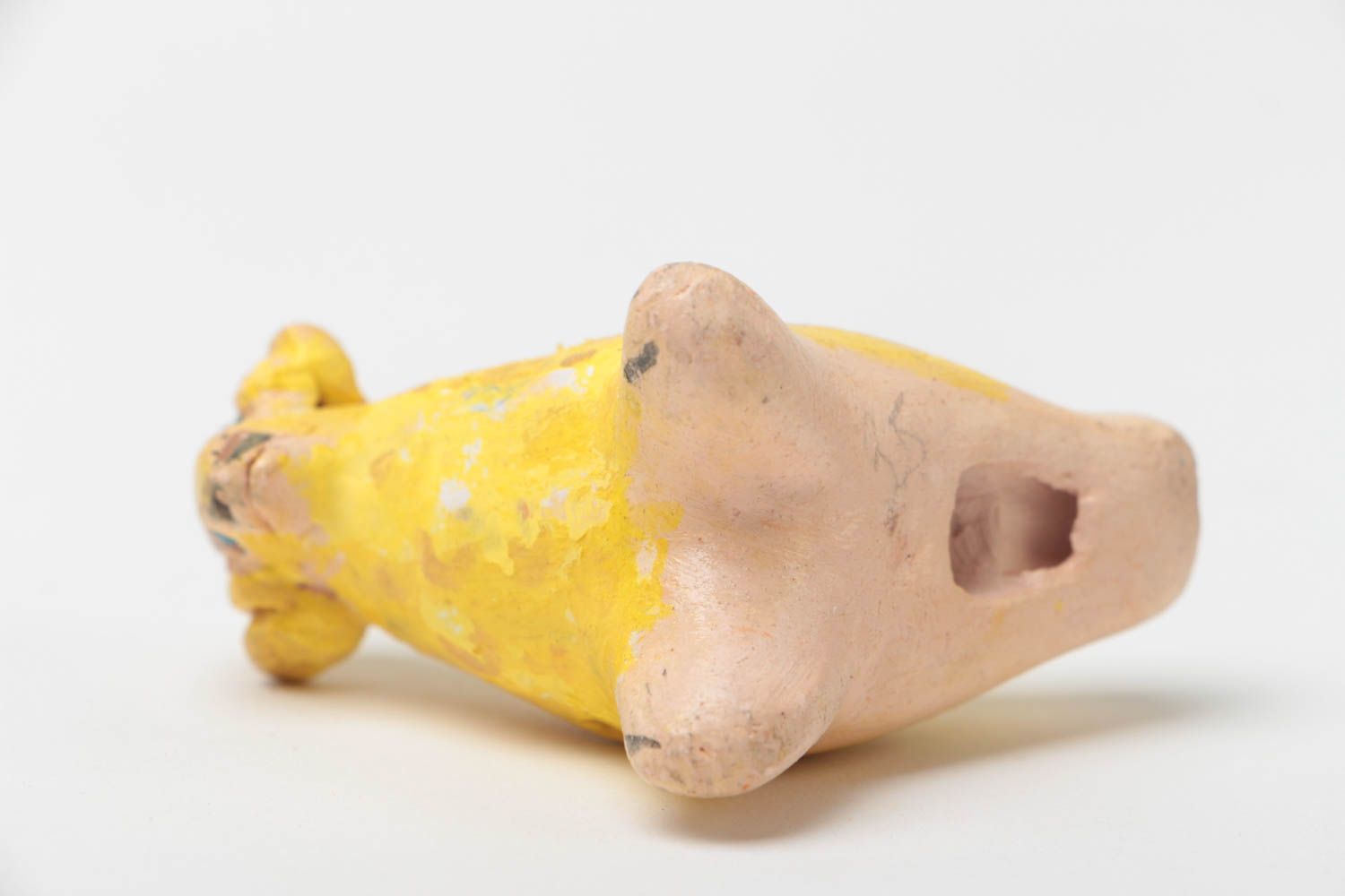 Handgemachte schöne öko reine gelbe Spielzeug Lippenpfeife aus Ton Schaf foto 4
