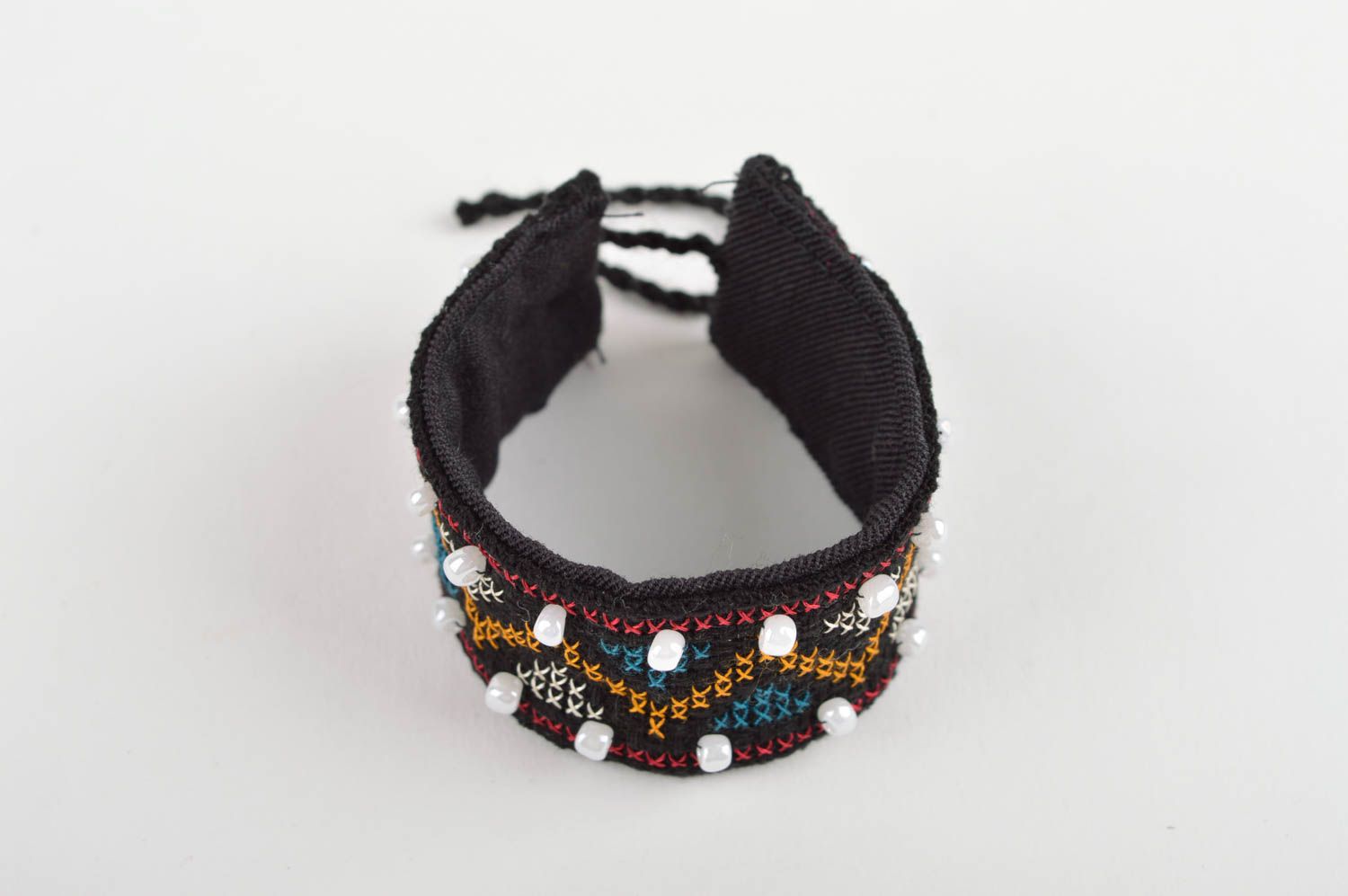 Bracelet textile Bijou fait main Accessoire femme ethnique brodé moulinés photo 4