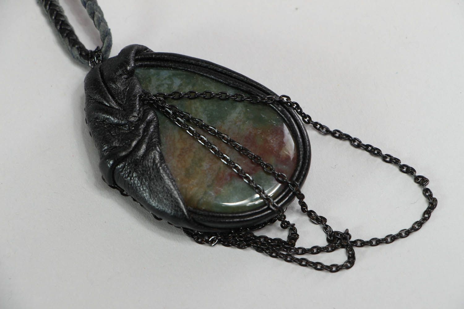 Leather pendant with a bloodstone Rockstar photo 3
