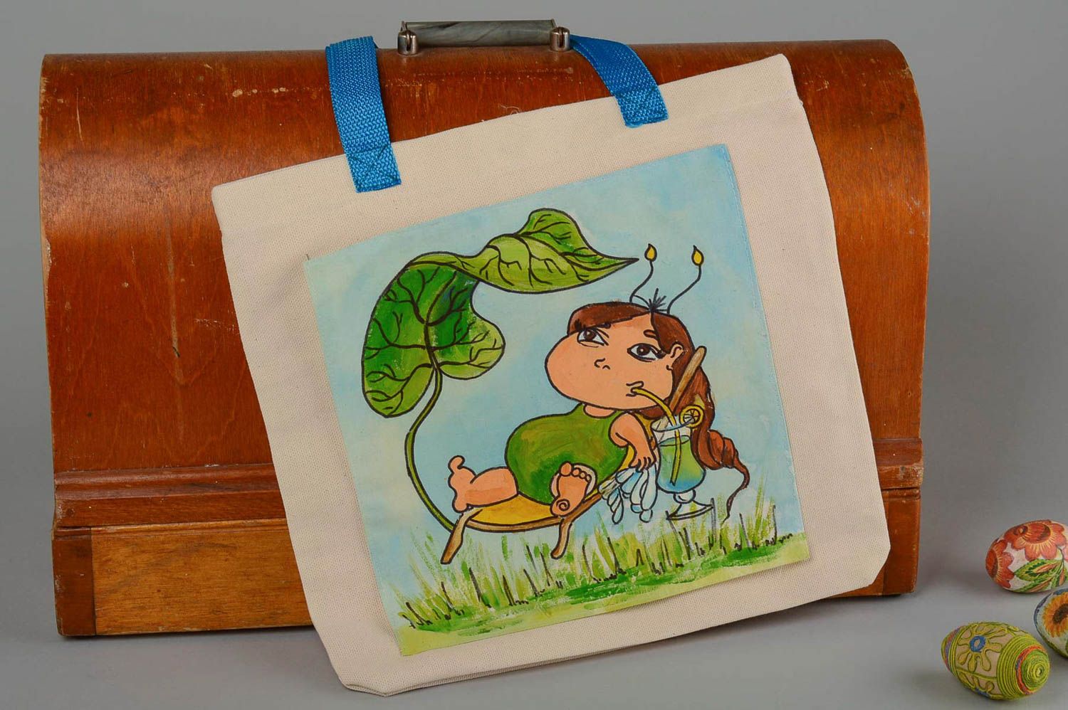 Handmade handbag with painting stylish shoulder bag textile handbag for girls photo 1
