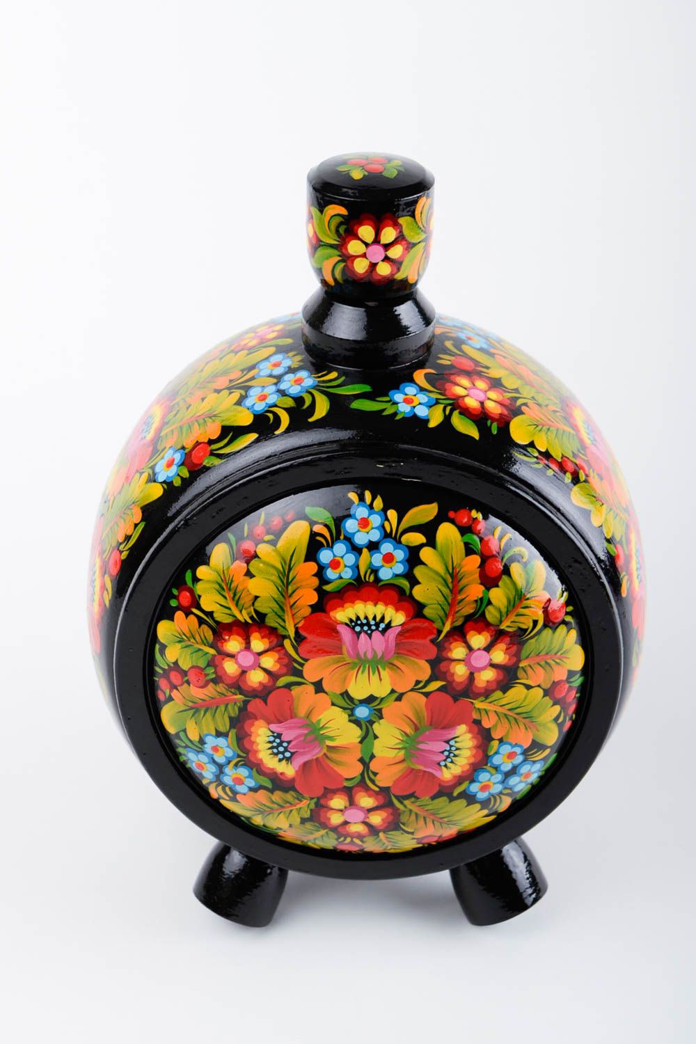 11 inches decorative large wine carafe in the shape of a circle with Russian patterns 32 lb photo 5