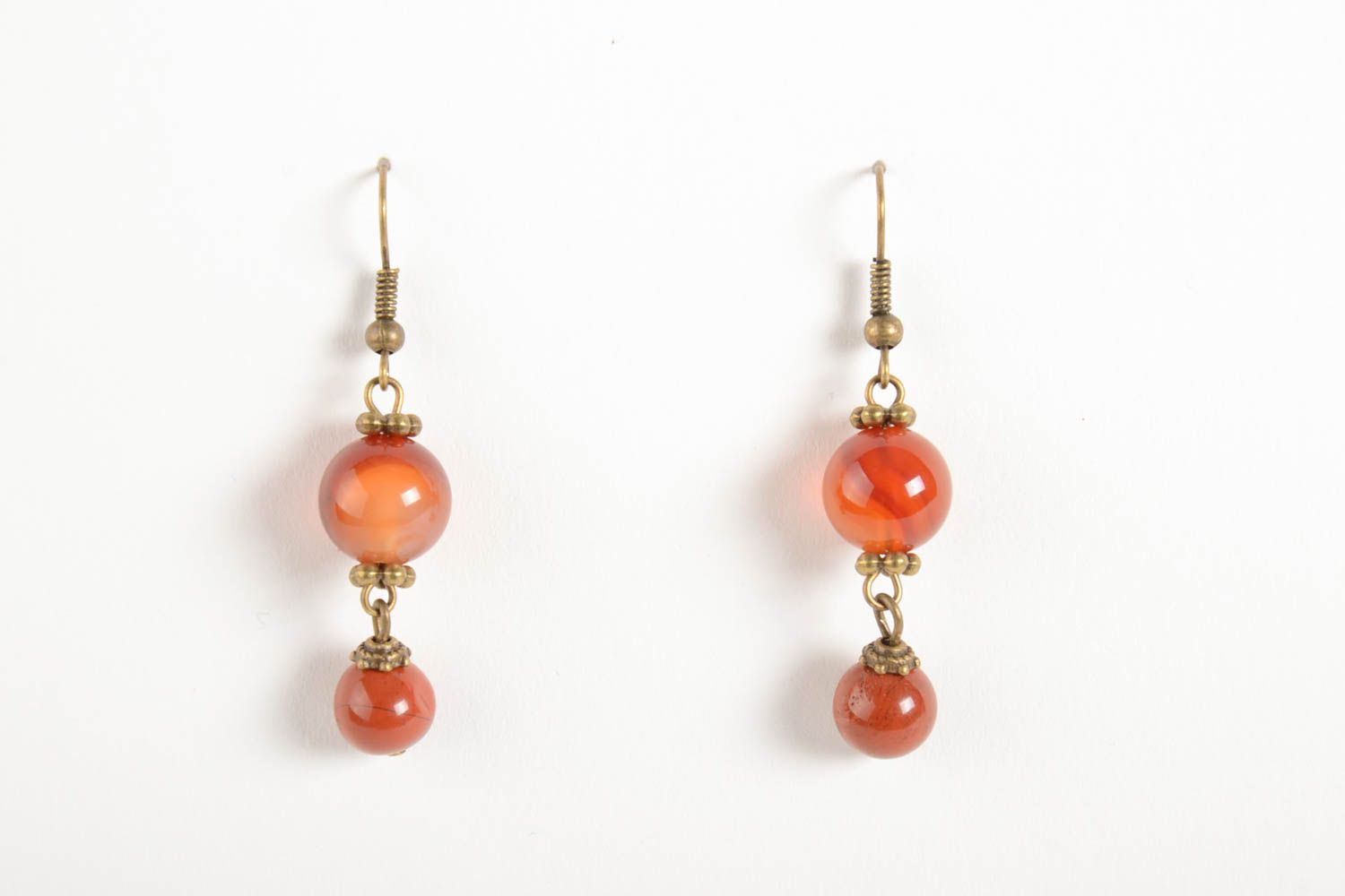 Handmade orange Ohrringe mit Steinen Designer Schmuck Accessoire für Frauen  foto 2