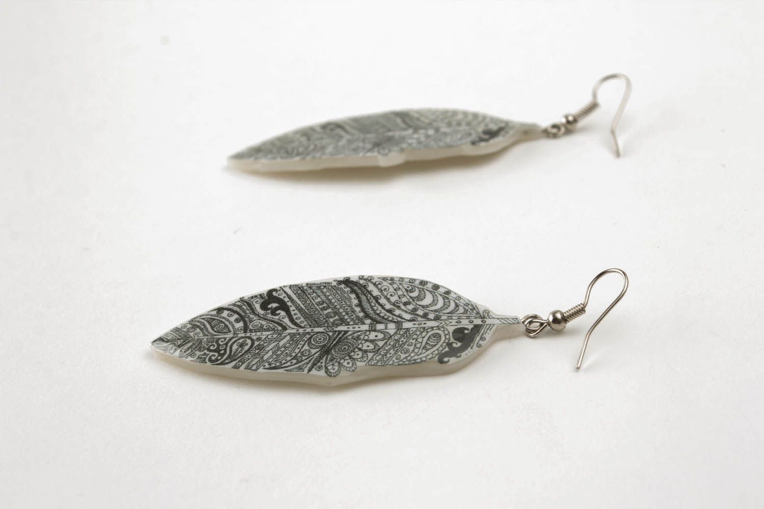 Polymer clay leaves-shaped earrings photo 3