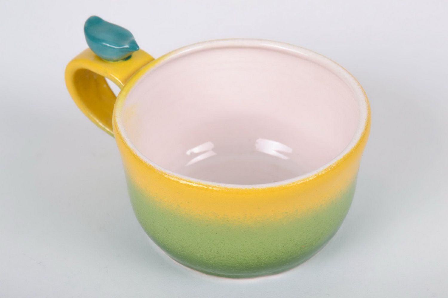 Porcelain 5 oz tea cup in yellow, lime, green, and white colors photo 4