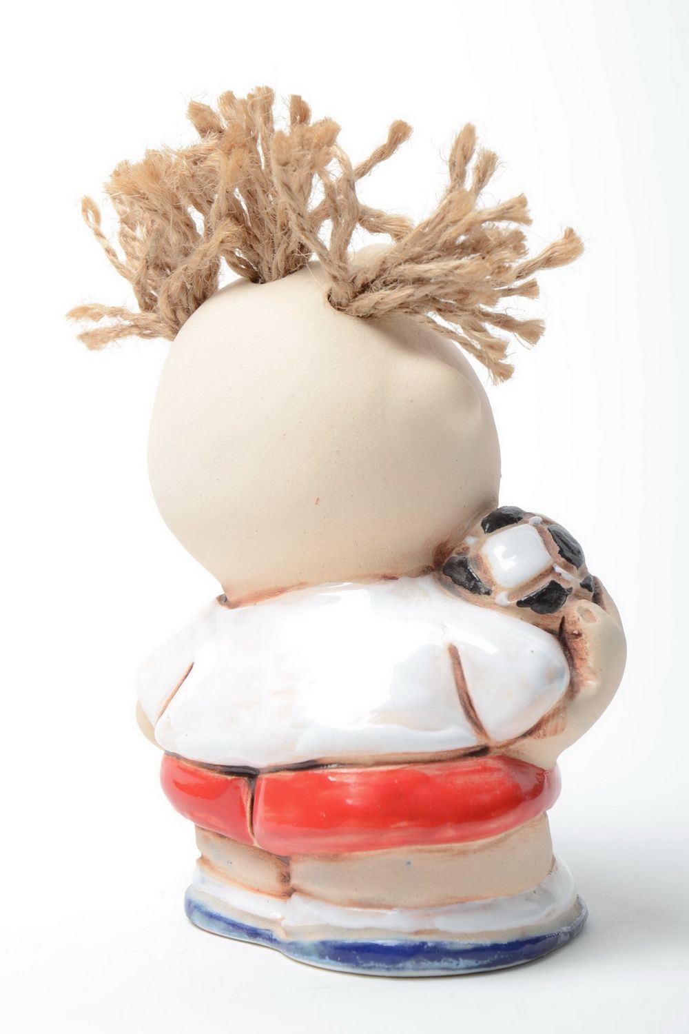 Figurine en céramique footballeur faite main décoration en demi-porcelaine photo 4