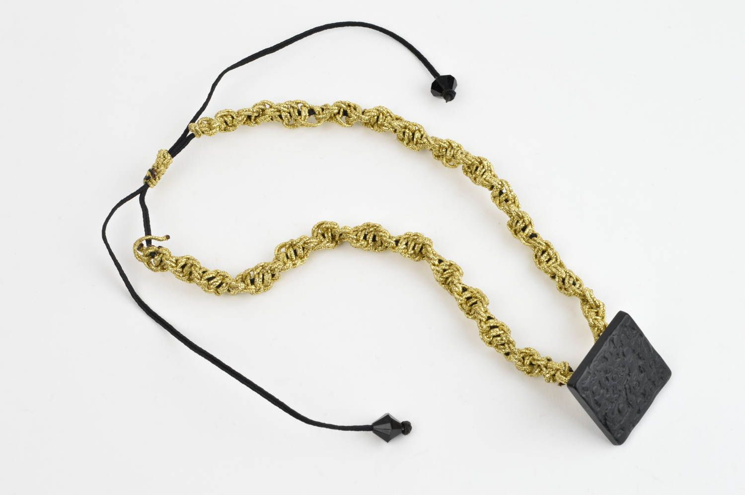 handmade necklace with beads handmade bijouterie textile jewelry best present photo 3