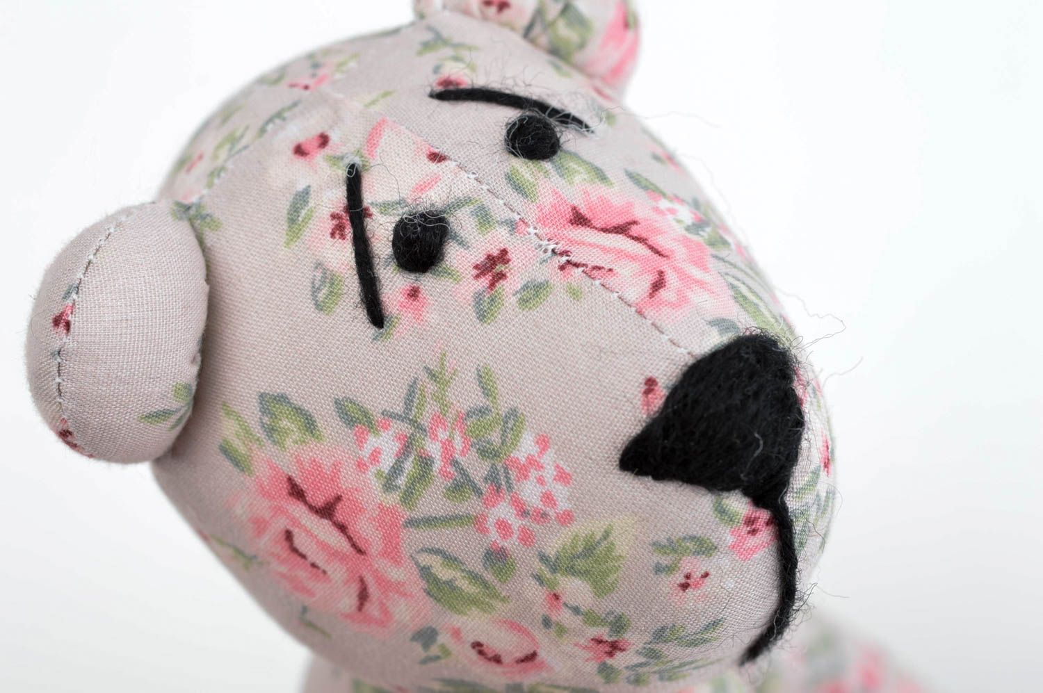 Jouet ours à motif floral Peluche faite main en coton Cadeau pour enfant photo 5