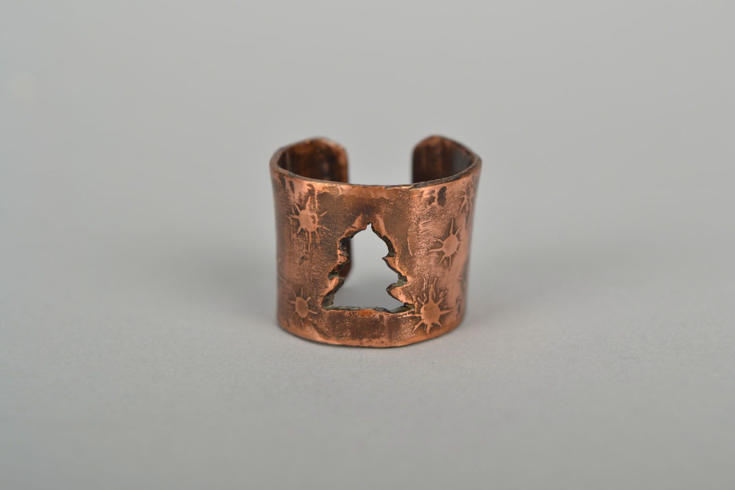 Breiter Ring aus Kupfer Tannenbaum foto 3